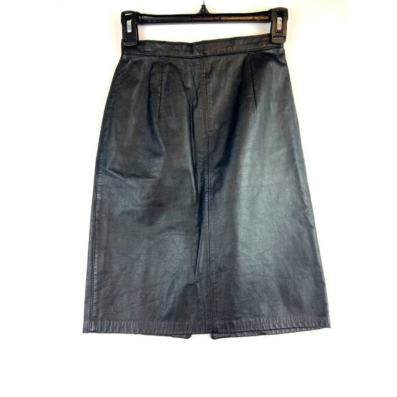 Cosa Nova Women Black Vintage Genuine Leather Skirt Size 5 - Picture 1 of 9